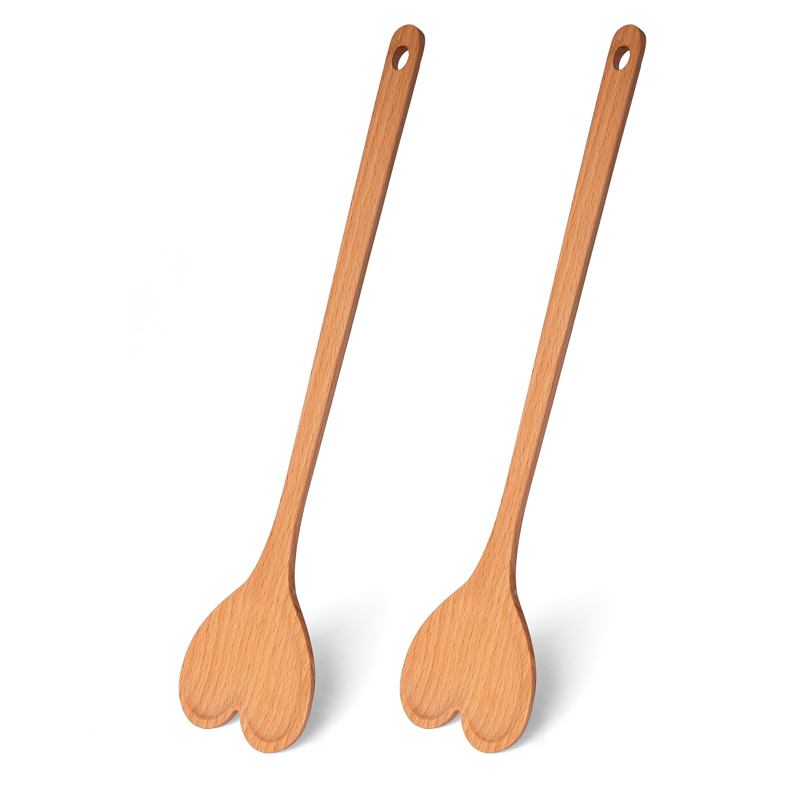Fisura Original Wooden Heart-Shaped Spoon Set of 2 Cooking Spatulas Beech Wood Spoon Heat Resistant Kitchen Accessories