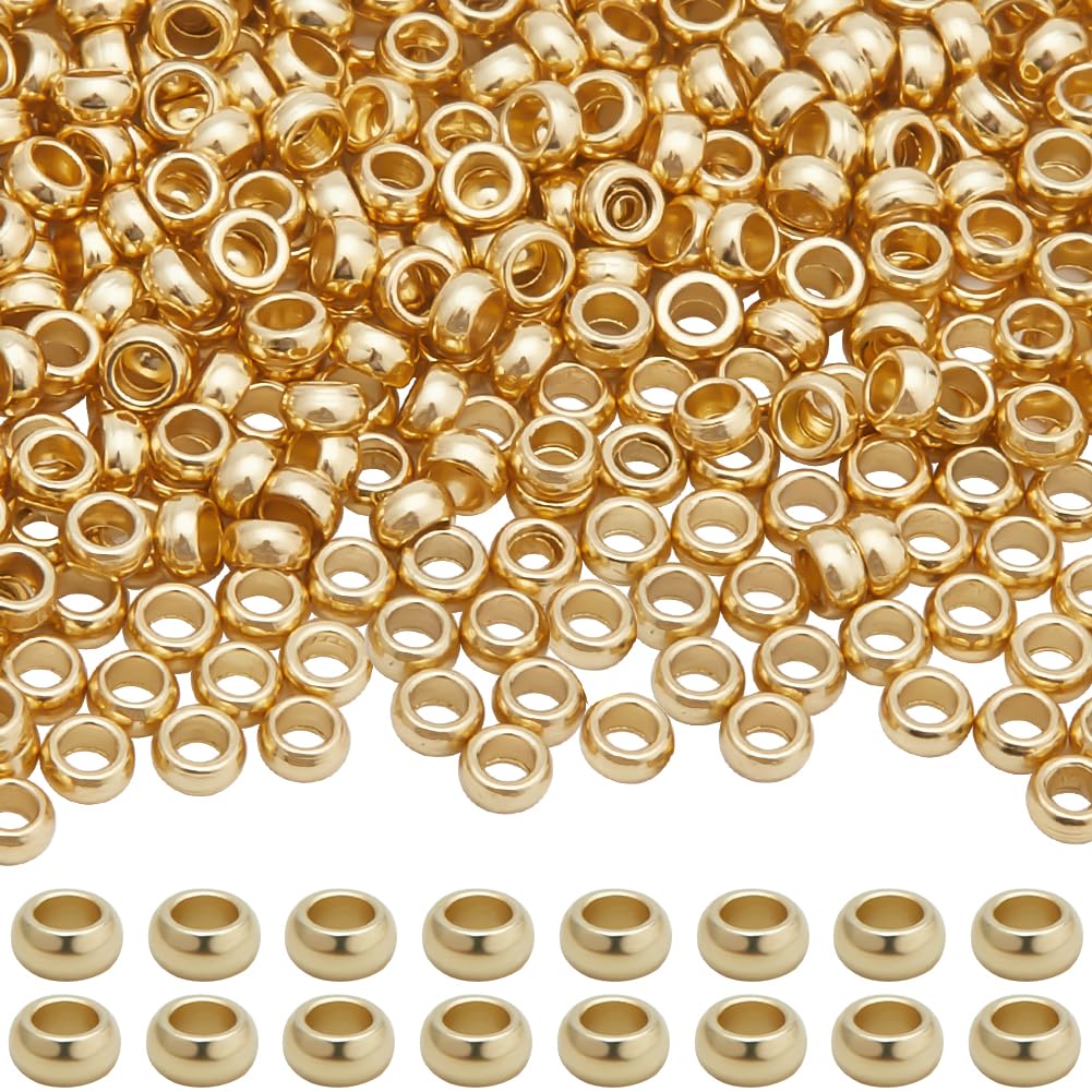 Beebeecraft 1 Box 500Pcs Crimp Beads 18K Gold Plated 316 Stainless Steel Loose Spacer Stoppers Crimping Tube Spacers Cord End Caps for DIY Jewelry Making(Hole: 1mm)