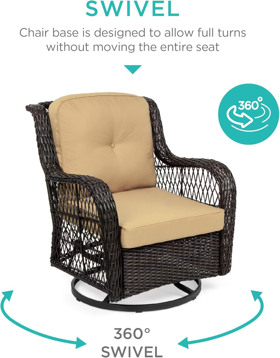 amazon 4 piece patio set on Amazon Com Best Choice Products 3 Piece Outdoor Wicker Patio Bistro Set W 2 360 Degree Swivel Rocking Chairs And Tempered Glass Top Side Table Beige Garden Outdoor