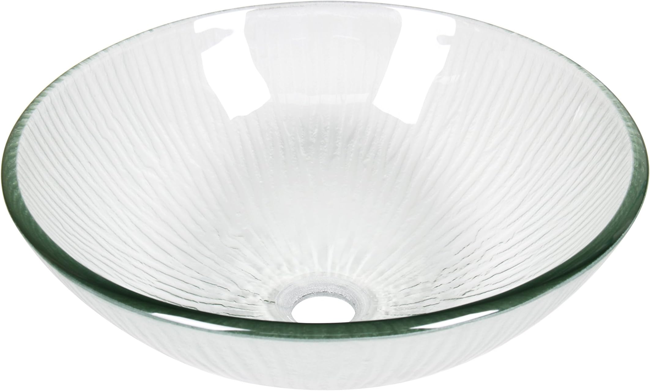 Jano Clear Frosted Sea Urchin Design Tempered Glass Vessel Bathroom Sink with Pop-Up Drain