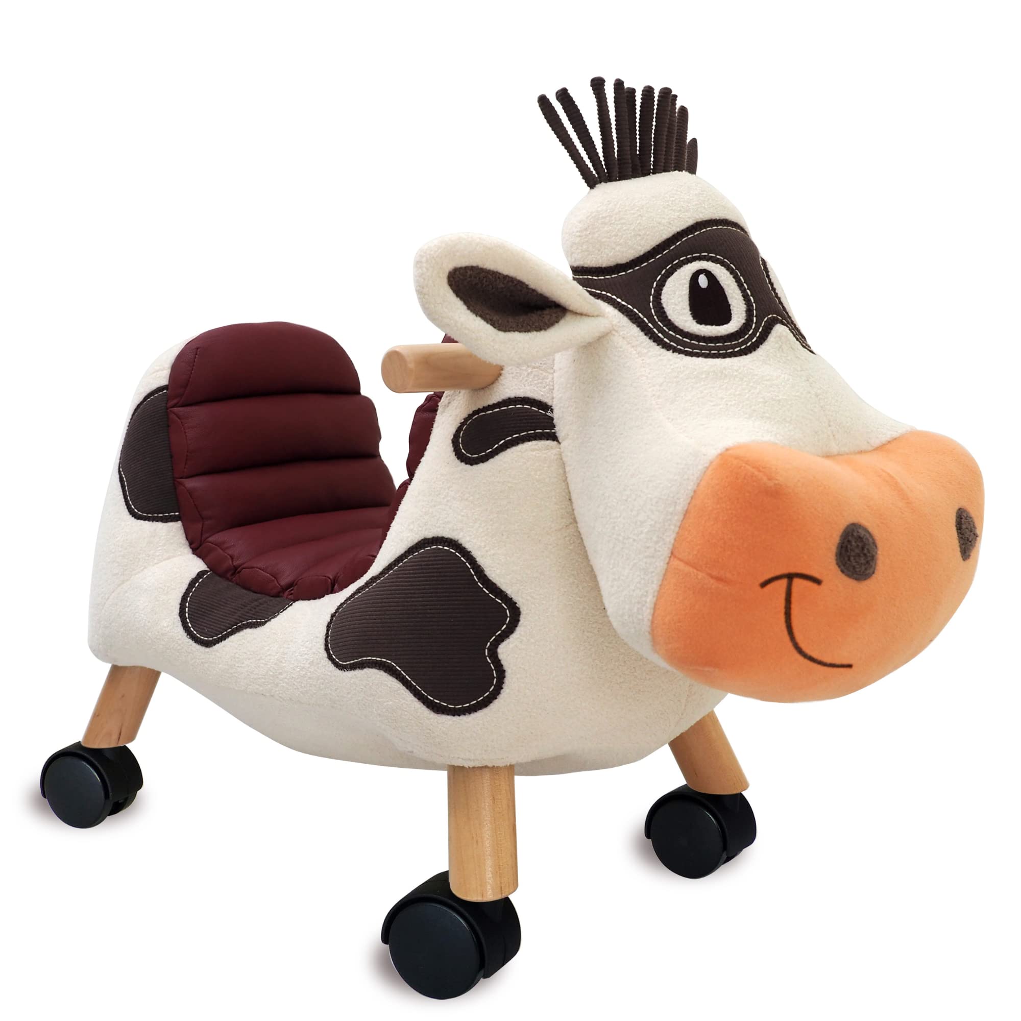 Little Bird Told Me - Moobert Cow Award Winning Ride On Toy for Toddler 12+ Months Unisex - Soft Animal Toy on Wheels, Wooden Frame, Wipe Clean Supportive Seat - British Brand Since 2007