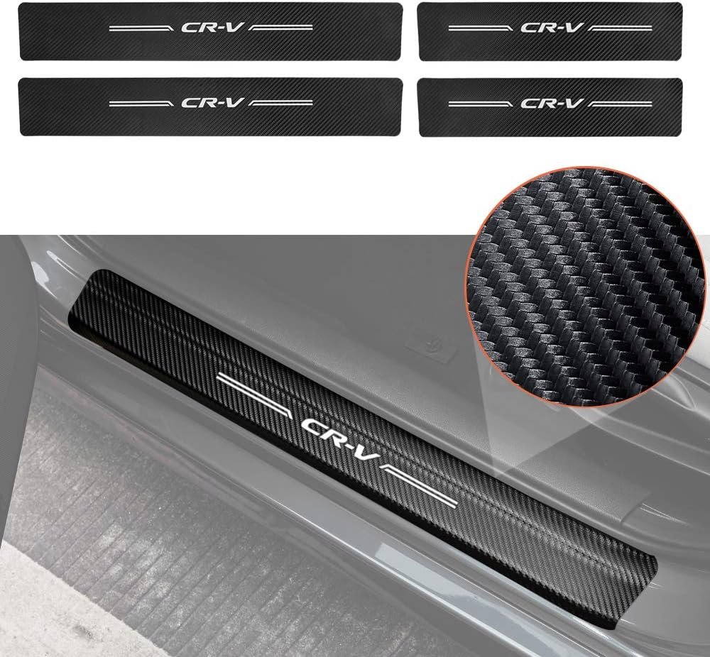 Thenice for 5th Gen CR-V Door Entry Guard Sticker Carbon Fiber Style Threshold Bar Anti-Dirty Scuff Plate for Honda CRV Door Sill Protector -White