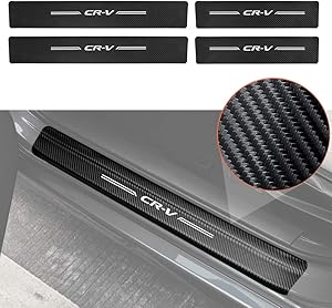 Thenice for 5th Gen CR-V Door Entry Guard Sticker Carbon Fiber Style Threshold Bar Anti-Dirty Scuff Plate for Honda CRV Door Sill Protector -White