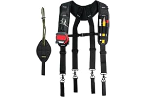 KUNN Tool Belt Suspenders for Men with Magnetic Wristband,Heavy Duty Work Suspender for Construction Electricians Carpenter F