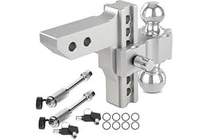 IMALEN Adjustable Drop Hitch, 6 Inch Drop/Rise Trailer Hitch Ball Mount fit 2-Inch Receiver, 12500 LBS GTW, Heavy Duty Alumin
