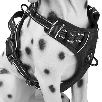 WapaW Dog Harness No-Pull Pet Harness Adjustable Outdoor Pet Vest 3M Reflective Oxford Material Vest for Dogs Easy Control for Small Medium Large Dogs (Large, Black)