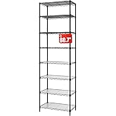 Finnhomy 8-Tier Wire Shelving Unit Adjustable Steel Wire Rack Shelving, 80.7 Inches Height 8 Shelves Metal Storage Rack, Pantry Shelves for Storage with PE mat, NSF Certified, Black
