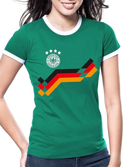 Luckja EM 2016 Trikot Deutschland Fanshirt Motiv 20 Damen Rundhals T-Shirt