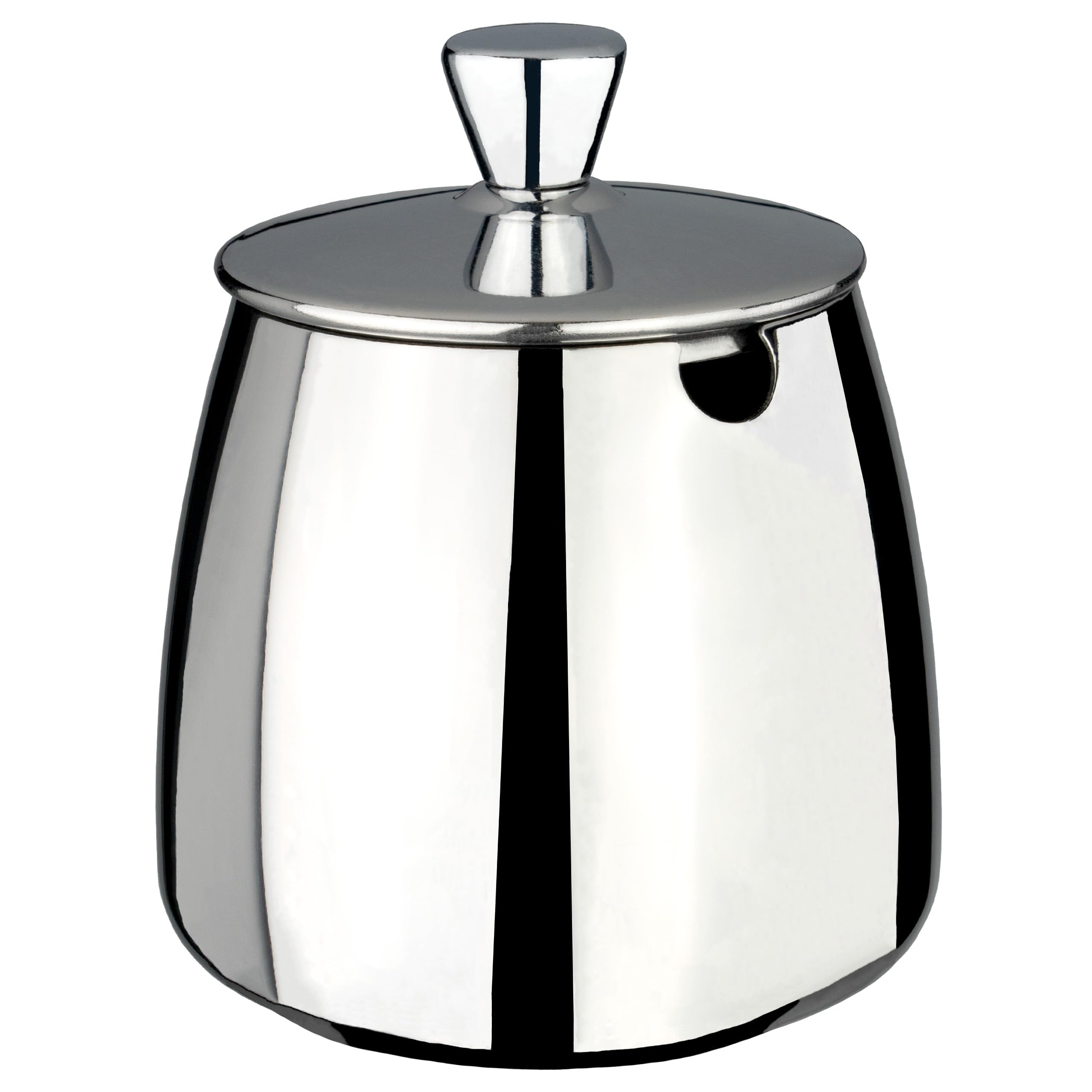 Café Olé Premium Sugar Bowl with Teaspoon Groove, 12oz / 340g, Stainless Steel, Classic Teaware Set Design with Mirror Finish, Silver