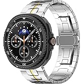 Metal Bands for Samsung Galaxy Watch 8 Band 40mm 44mm/8 Classic 46mm Bands Men,Stainless Steel No Gap One Click Business Strap for Galaxy Watch 8 Classic Band 46mm/40mm 44mm Replacement Link Bracelet