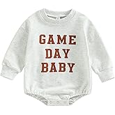 Chloefairy Baby Girl Boy Football Outfit Game Day Football Sweatshirt Romper Oversized Bodysuit Fall Winter Clothes