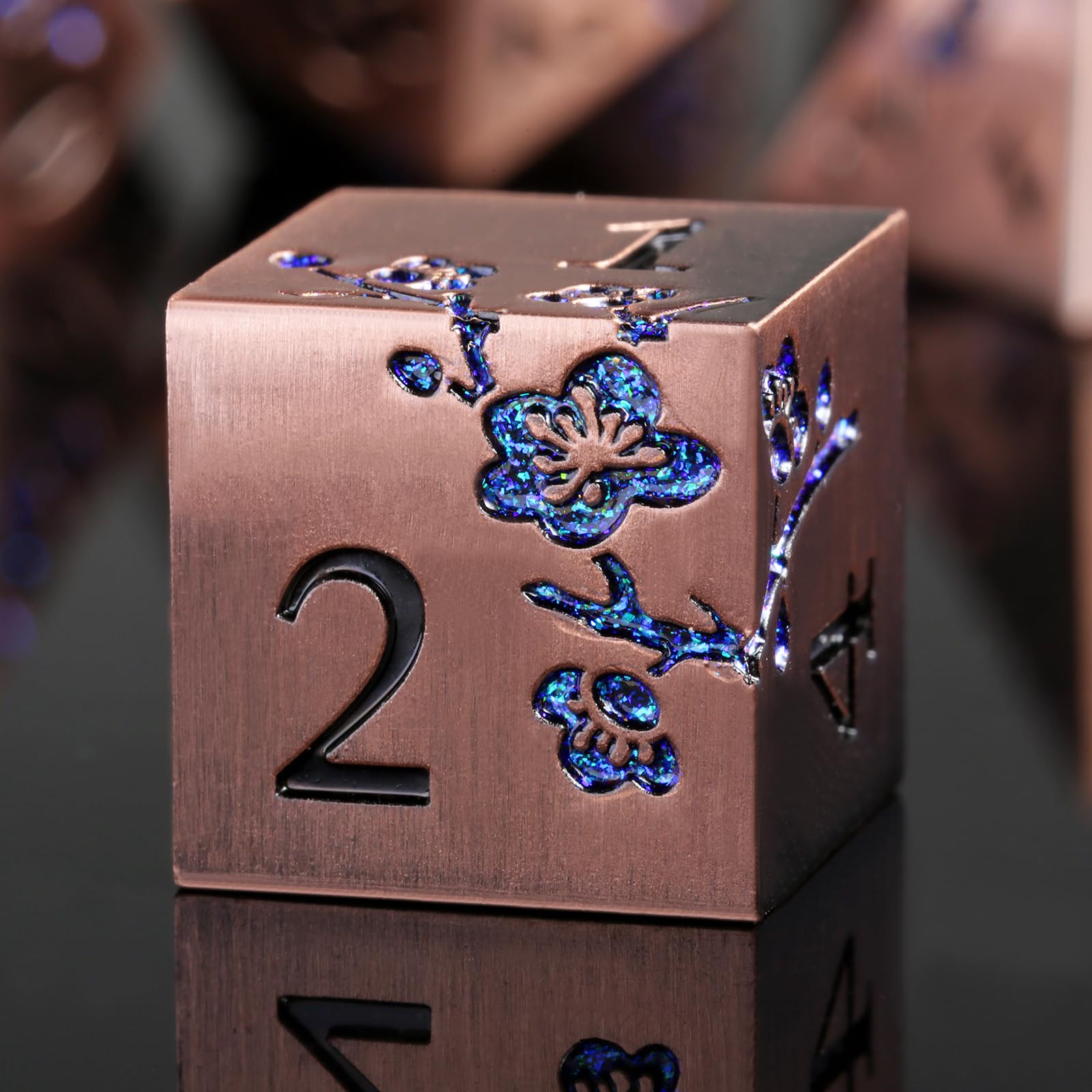 DNDND Metal Dice, 7 PCS Heavy Solid Metallic Flower