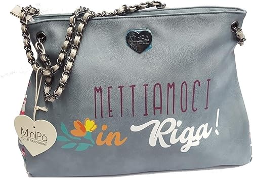 Minipa Pandorine Borsa A Spala Frase Mettiamoci In Riga Grigio Floreale Amazon It Scarpe E Borse