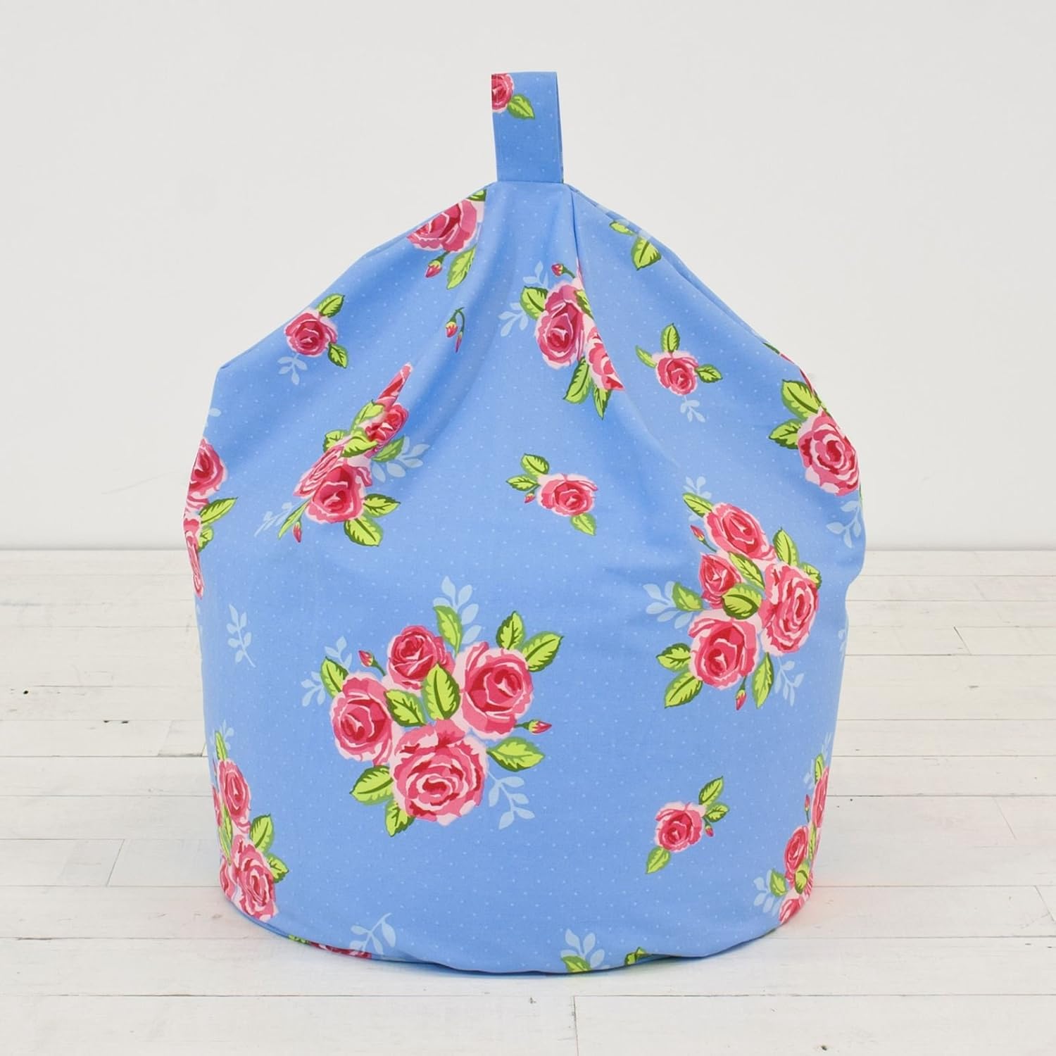 Large Childrens Blue Pink Vintage Rose Floral Cotton Beanbag Bean Bag with Filling Amazon.co.uk