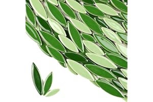 ZWCT 200g Ceramic Mosaic DIY Set Colorful Petal Ceramics Leafy Vein Mosaic Tiles Craft Materials Mosaic Art Materials - Green Mix