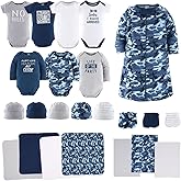 The Peanutshell Baby Layette Gift Set for Boys - 23 Piece New Born Boy Gift Set, Baby Clothes & Newborn Essentials Must Haves - Newborn Clothes 0-3 Months - Blue Camo