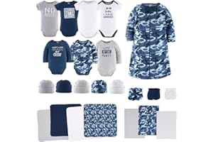 The Peanutshell Baby Layette Gift Set for Boys - 23 Piece New Born Boy Gift Set, Baby Clothes & Newborn Essentials Must Haves - Newborn Clothes 0-3 Months - Blue Camo