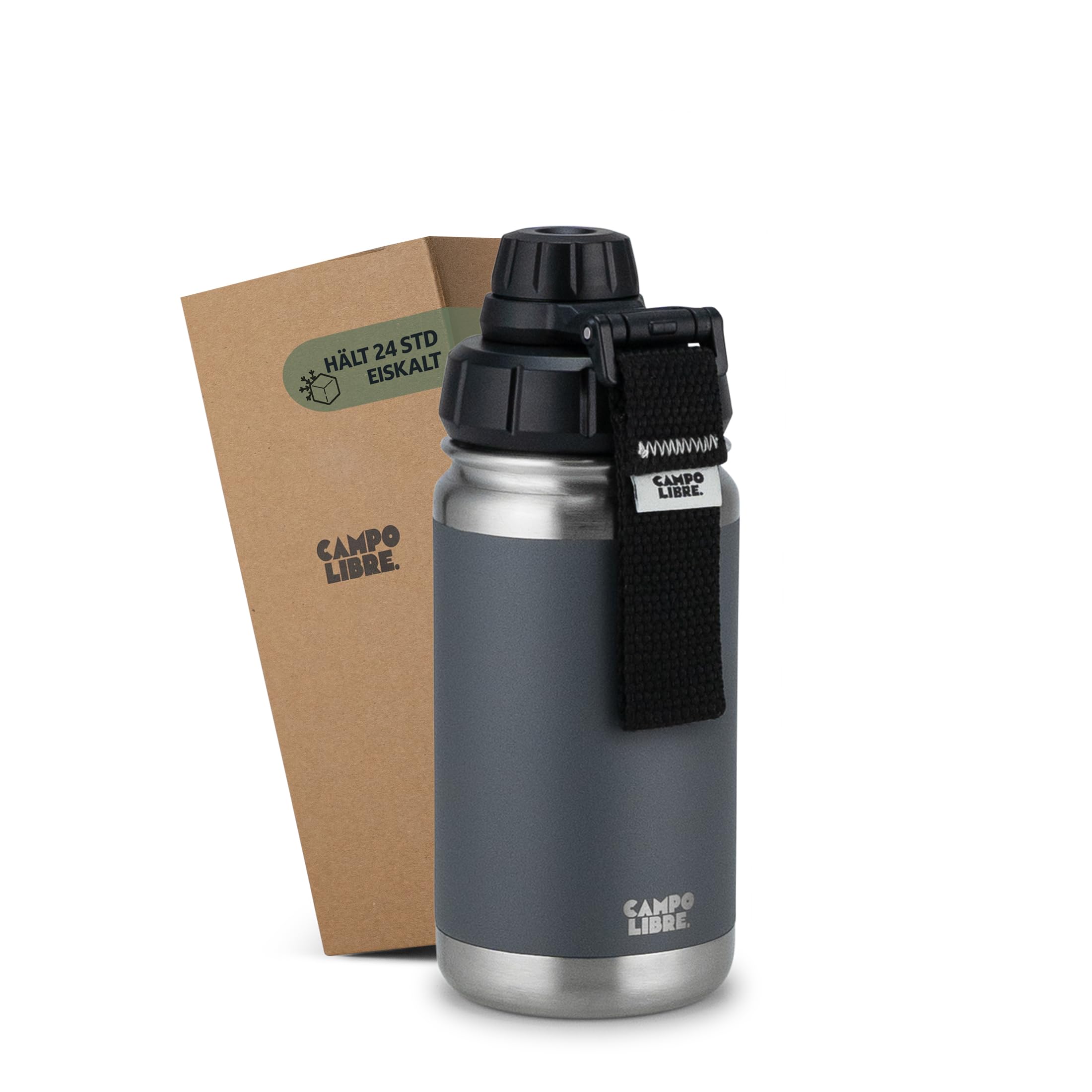Campo Libre.® Premium Stainless Steel Drinking Bottle 400 ml | 12 Hours Hot/Ice Cold | Insulated Thermal Mug | Coffee Mug on the Go | Leak-Proof | Suitable for Carbonated Drinks
