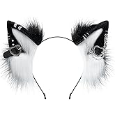 ZFKJERS Handmade Faux Fur Cat Ear Headband with Charms Adult Cosplay Accessory for Halloween