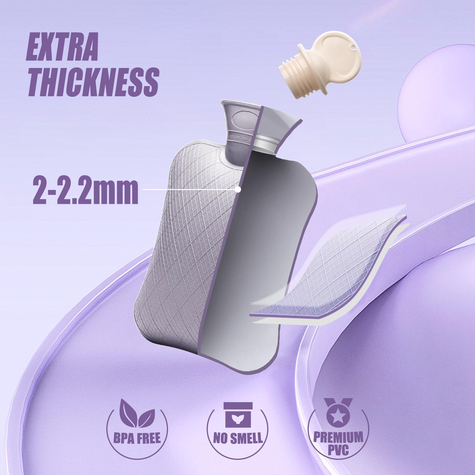 FORICOM Hot Water Bottle with Cover,Hot Water Bag for Pain Relief 2Liter,Heating Pad,Hand Warmer,Warming Bed.Classic.BPA Free,Close-Match(Green)