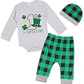 VAIZIQ Baby Boy St. Patrick's Day Outfit,New Newborn My 1st St. Patrick's Day Long Sleeved Letter Top+pants+Hat 3Pcs Set