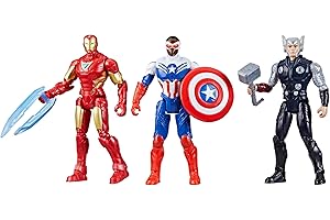 Marvel Avengers Epic Hero Series Team-Up Gift Pack, 4-Inch-Scale (10cm) Captain America, Thor, Iron Man Action Figures, Toys for Kids Ages 4 and Up (Amazon Exclusive)