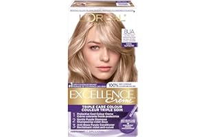 L'Oréal Paris Excellence Crème Hair Dye, Ultra Ash Medium Blonde 8UA, Hair Color for Women, 100% Grey Coverage, Long Lasting 