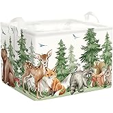 HUUMONSS Forest Animals Baby Laundry Hamper Collapsible Clothes Kids Storage Basket Bear Fox Large Boys Girls Gift Toy Box Bin for Nursery, Deer, 36L