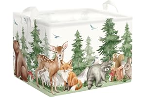 HUUMONSS Forest Animals Baby Laundry Hamper Collapsible Clothes Kids Storage Basket Bear Fox Large Boys Girls Gift Toy Box Bin for Nursery, Deer, 36L