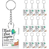 DRMNPKT Teacher Appreciation Gifts in Bulk, 12 Pcs Teacher Gifts Bulk from Students, Thank You Keychain for Teachers Birthday Graduation Christmas Gift Ideas Acrylic Puzzle Piece Keychains