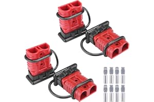 MUYI 6-10 Gauge 50A Battery Cable Quick Connect/Disconnect Wire Harness Plug Connector for Recovery Winch Auto Car Trailer(4pcs Red)