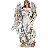 Napco Imports Outdoor Garden Patio Memorial Statue Figurine 11.5 Inch Resin Praying Angel