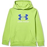 Under Armour Boys' Rival Fleece Big Logo Print Fill Hoodie, (326) Green Vibe / / White, Small