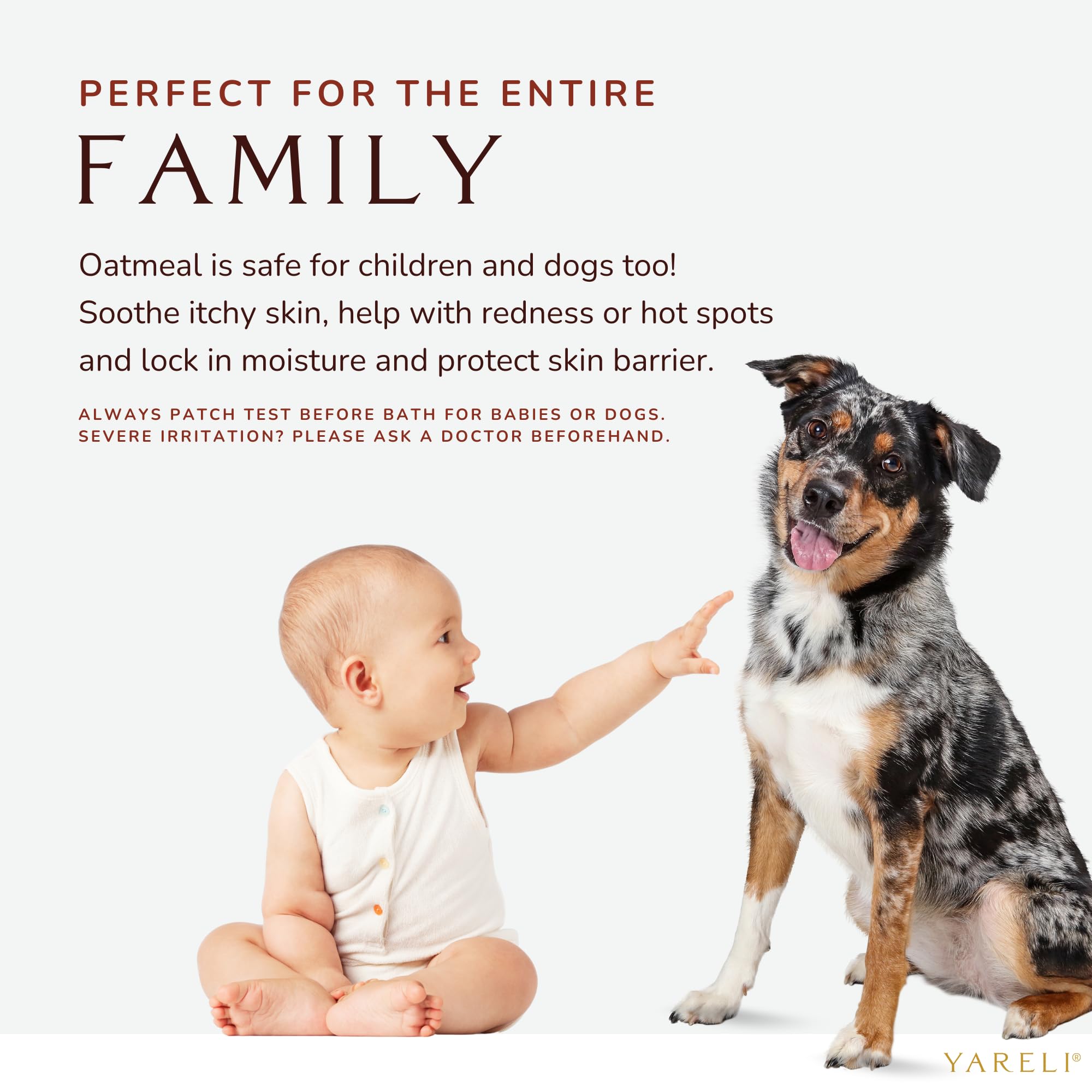 YARELI Colloidal Oatmeal, 2lb (32oz), Bath Powder for Relief of Dry Itchy Skin Due to Eczema and Psoriasis, for Adults, Baby and Kids