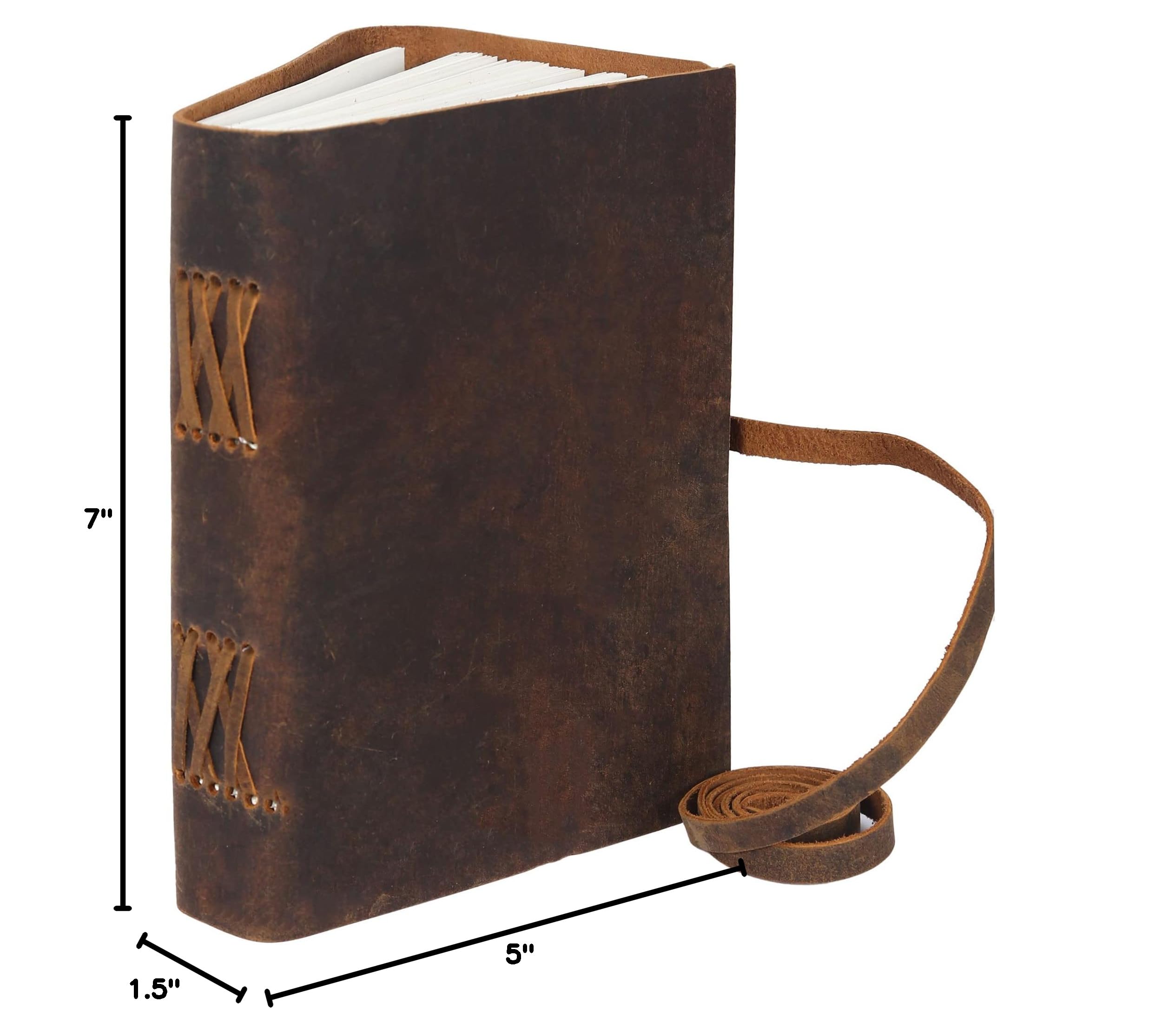 KomalC Leather Journal Notebook, Genuine Leather Journal for Men & Women Handmade Writing Travel Notebook, 240 Unlined Pages Vintage Notepad Gift: Rustic Brown (7