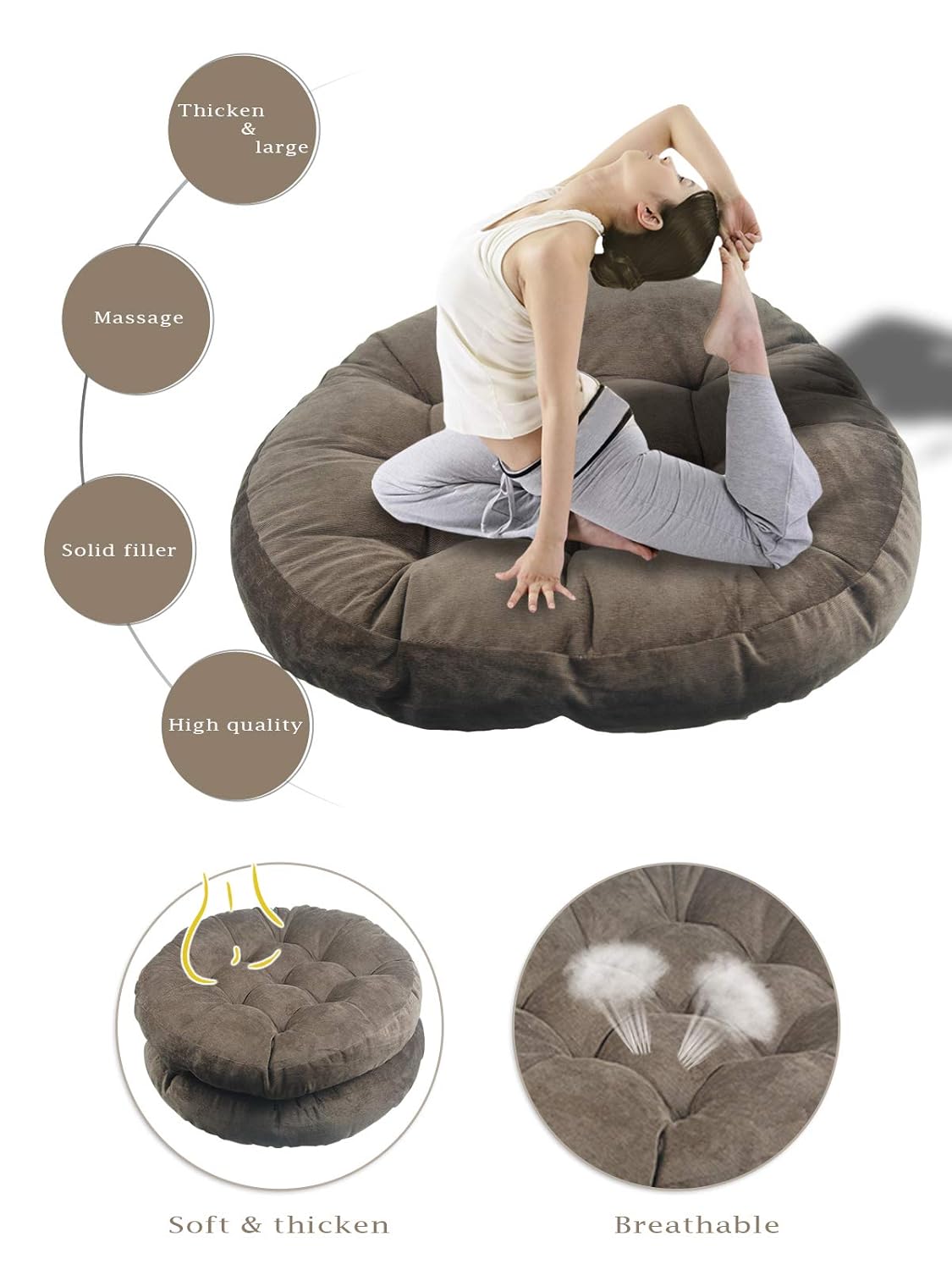 patio chair cushions set of 2 on Patio Seating Solid Papasan Patio Seat Cushion Round Chair Pad Home Floor Cushion 16 Inch Set Of 2 Throw Pillows Indoor Outdoor Blue Cushions