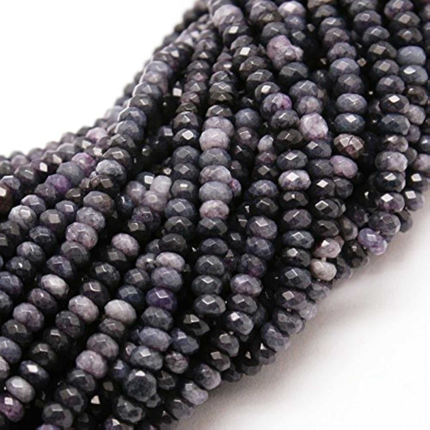 Perlin - Gemstone agate stone beads, 4 mm, black anthracite, 30 pieces, faceted rondelle gemstone, pearl stone, craft stone, semi-precious stone