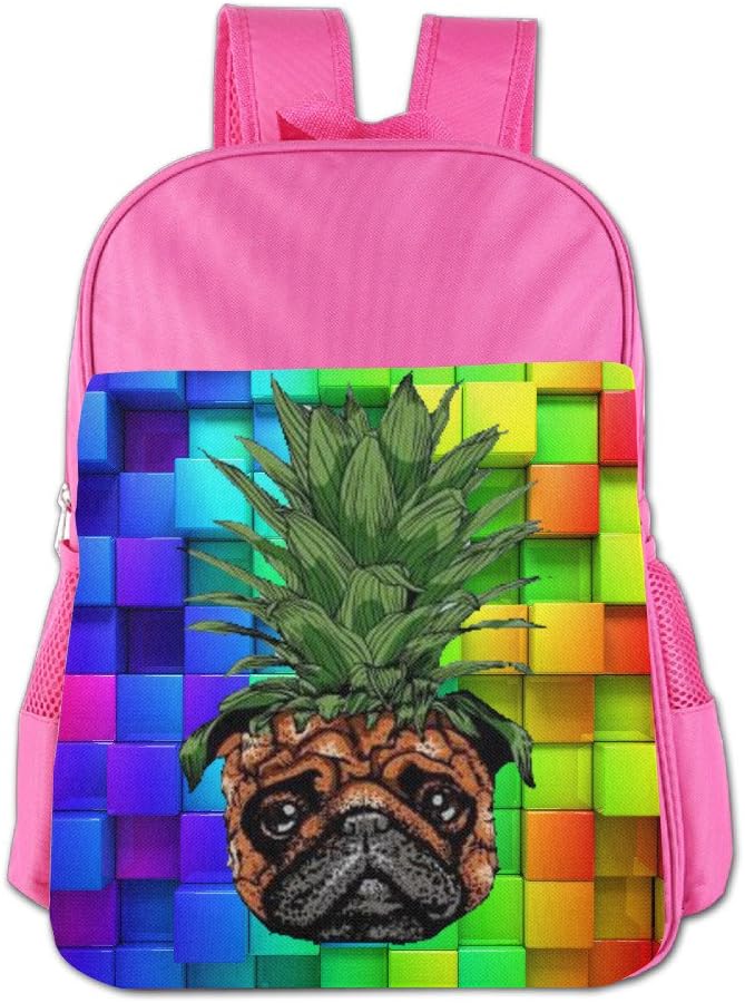 Gibberkids Children Pineapple Pug Dog Colorful School Bag Bookbag Boys/Girls for 4-15 Years Old RoyalBlue