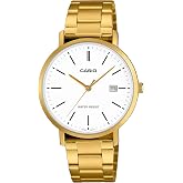 Casio MTP-VT05G-7E Men's Gold Tone Stainless Steel Minimalistic White Dial Analog Date Watch