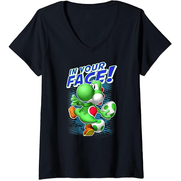 Amazon.com: Super Mario Yoshi in Your Face Egg Throw Portrait T