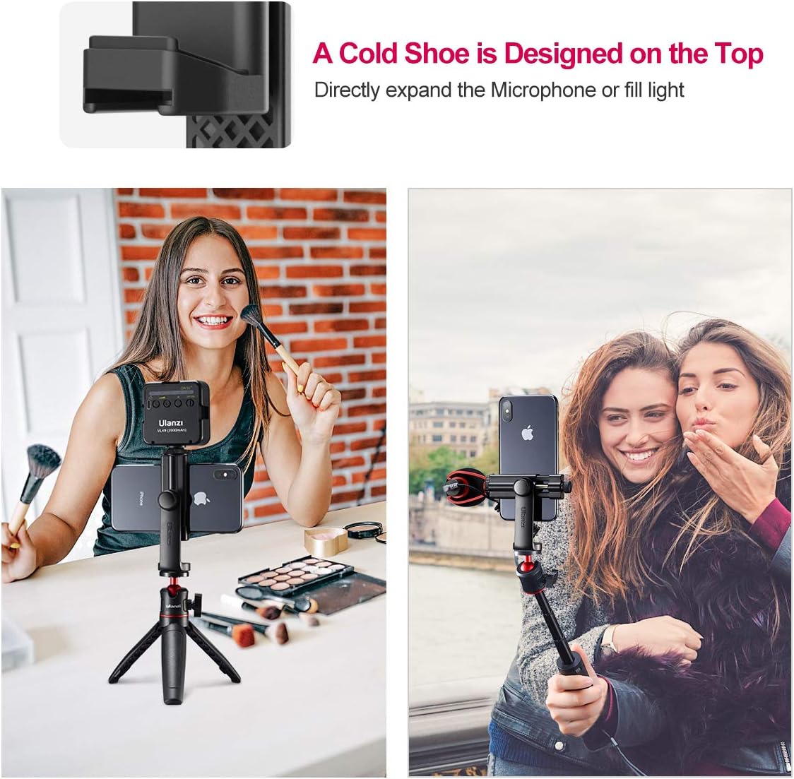 Ulanzi ST-17 Phone Tripod Mount with Cold Shoe Smartphone Tripod Adapter Cell Phone Holder for iPhone 11/11 Pro/11 Pro Max/X/XS/Xs Max : Camera & Photo