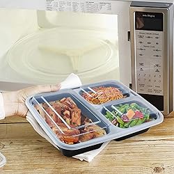 Enther Meal Prep Containers [12 Pack] 3 Compartment