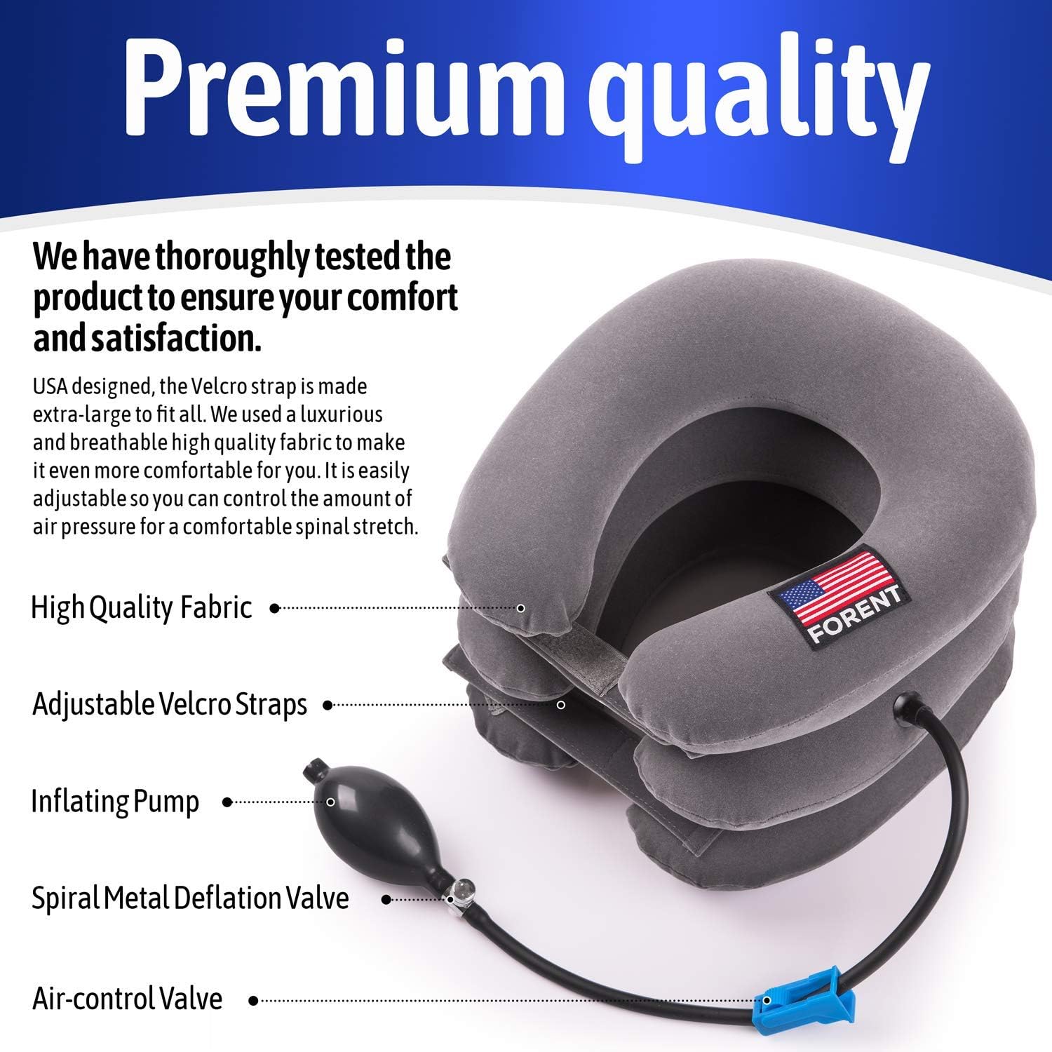 Inflatable Cervical Neck Traction Device & Collar Brace, USA Designed, Best for Neck Support & Instant Relief for Chiropractic Chronic Neck Pain, Spine Alignment, Adjustable Pillow Size, (Universal): Health & Personal Care