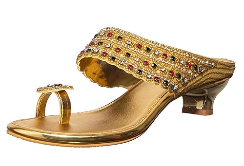 Women Gold Ethnic Slip-On Sandal
