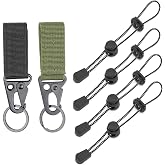 SquEqu 6 Pack Tactical Gear Clip Attachment Hook Set Belt Keeper Clip Key Holder Elastic Rope Hanger Lanyard for MOLLE Strap Survival Gear First Aid Kit Military Tactical Backpack Admin Pouch