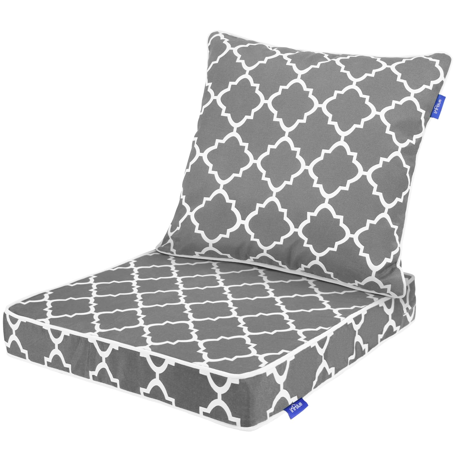 Photo 1 of INFBLUE Deep Seating Chair Cushion Outdoor Patio Seat and Back Cushion Set for Outdoor Furniture Water Repellent 22'' x 24'' Patio Deep Seat Cushions Fade Resistant (Grey Plaid)