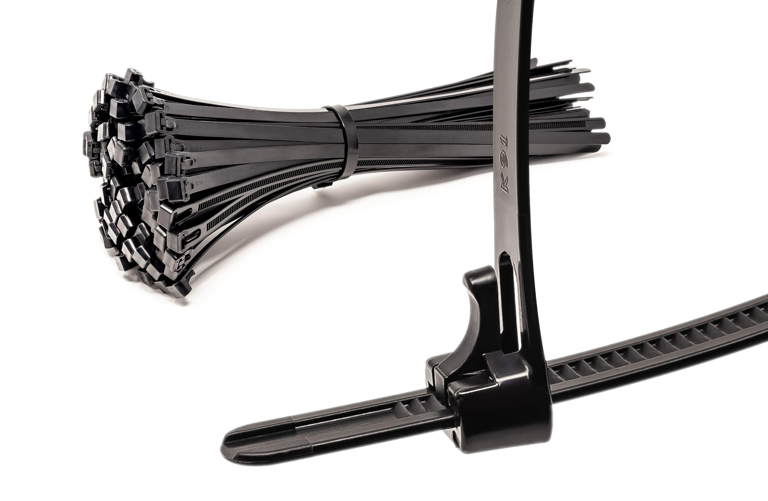100 Pack of Releasable Cable Ties Black | 300mm x 7.6mm (12") | CE Premium UL Nylon Strong Zip Ties Resealable Perfect for PC Cable Ties, Bicycle Tie Wrap, DIY Home Garage Office, Heavy Duty Removable