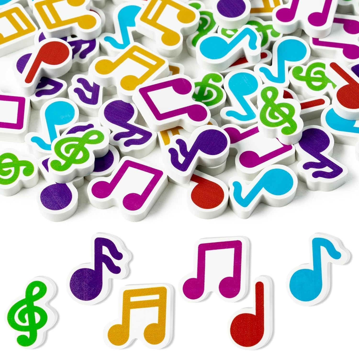 A1DIEE 60Pcs Music Mini Eraser Bulk - Musical Note Pencil Rubber Eraser Novelty 3D Desk Puzzle Music Themed Birthday Party Favors Filler Back to School Classroom Prizes Gifts
