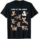 Foxes Of The World Funny Fox Animals Educational T Shirt