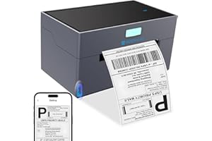 Roenllce Thermal Label Printer 4x6 Bluetooth Label Printer for Small Business for Shipping Packages, Support Windows, Mac, iOS, Android, Used for Amazon, Ebay, Shopify, Etsy, UPS, USPS (Black Grey)